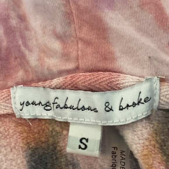 Young Fabulous & Broke Cropped Pink Tie Dye Hooded Sweatshirt - Picture 13 of 13